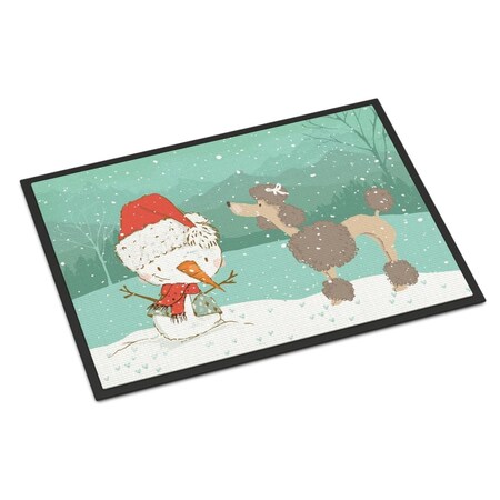 Carolines Treasures 24 x 36 in. Chocolate Poodle Snowman Christmas Indoor or Outdoor Mat CK2065JMAT